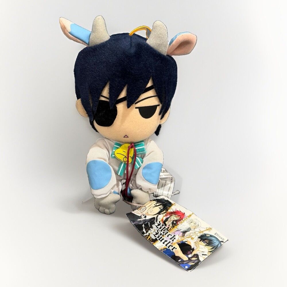 Rare 8" 2016 Ciel Phantomhive black butler baby cow plush Square Enix